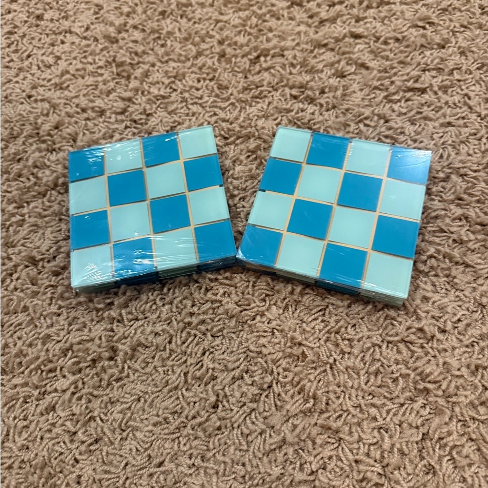 TWO SETS!!! NEW Blue 4pk Square Coasters